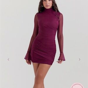 House of CB Rich Wine Long Sleeve Dress, Brand New, size Small